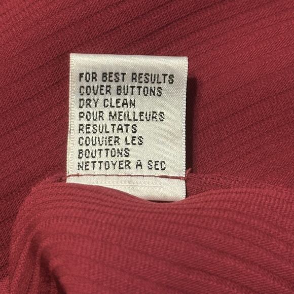 Vintage Talbots Silk Button Up Blouse Shirt Size 12 Dark Red Ruffled Long Sleeve - Picture 7 of 8